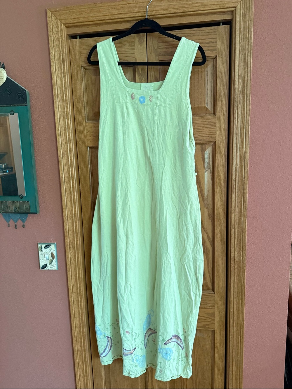 Sleeveless Light Mint Handprinted Maxi Dress